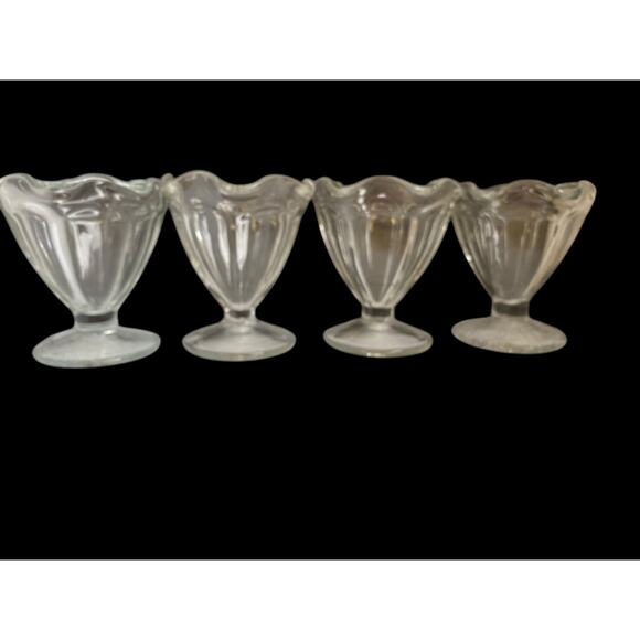 Vintage Ice Cream Sundae Dishes Clear Glass Footed Dessert Dishes Tulip Lot of 4 - Picture 5 of 12